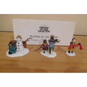 Dept 56 Heritage Village Collection Playing In The Snow Set of 3  #56.55565 NEW